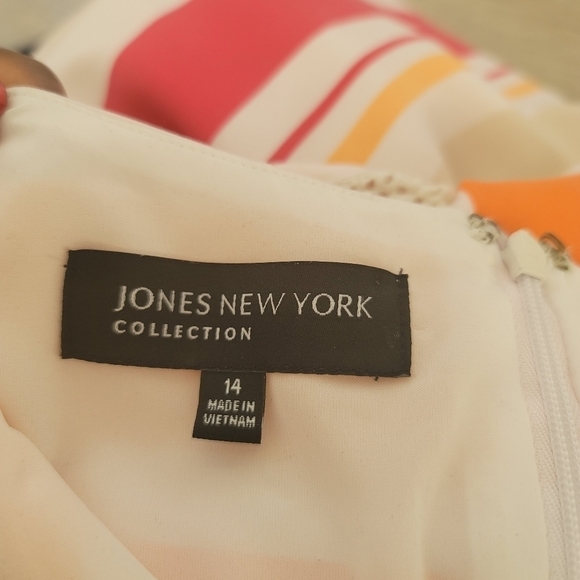 JONES New York Colorful StripedShift Dress Worn Once sz 14 EUC - Picture 13 of 13
